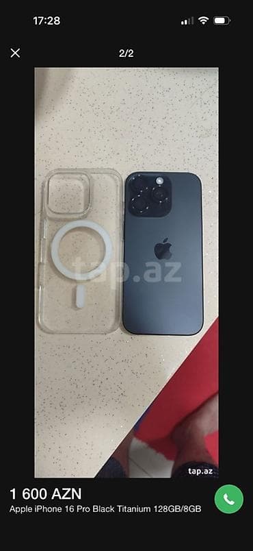 iphone 8 plus baku electronics: IPhone 16 Pro, 128 GB, Black Titanium, Face ID — 1
