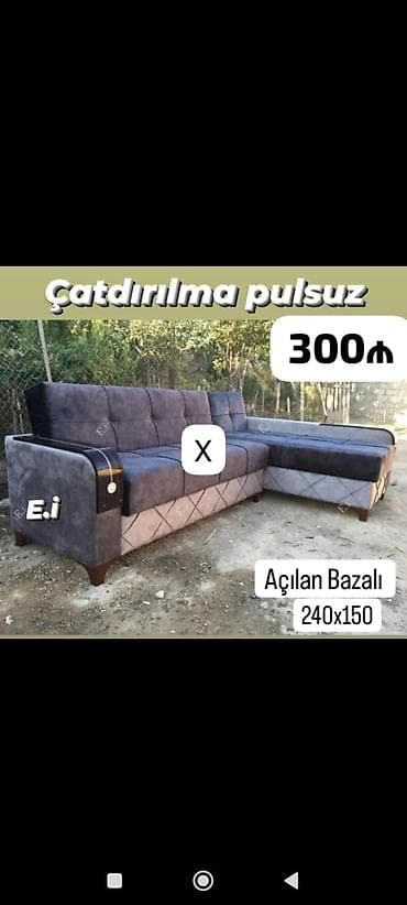divan olcusu: Açılan-bazalı künc divan - Ölçü: 240 x 150 sm - Mexanizm: yatak — 1