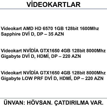 2gb: Videokartlar 📍Ünvan: Bakı şəh, Suraxanı ray, Hövsan qəs. YOXLAMAĞA — 2