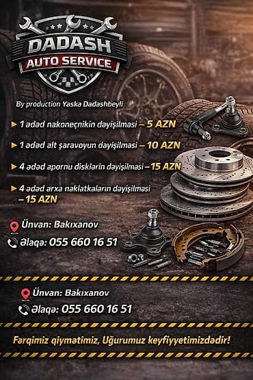 təkərli stollar: DADASH Auto Service – Baku, since 1998 Xidmətlər: - Razval və balans — 4