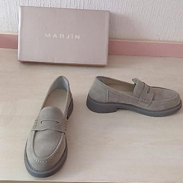 женские велюровые тапочки: MARJİN qadın loaferi - Model: klassik penny loafer - Rəng: açıq — 1