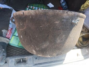 qoz bişiren: İşlənmiş, Aş qazanı, rəng - Boz, Çuqun, 30 sm, SSRİ — 2