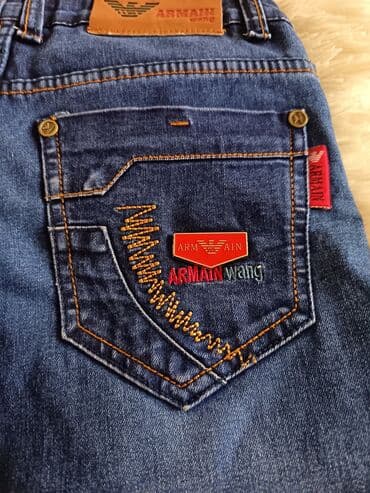 детские американские вещи: Uşaq cins şalvarı - Rəng: tünd mavi (yüngül solğun effektlə) - — 2