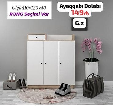 3 двери, Белый, Дерево Обувница at lalafo.az 3 двери, Белый, Дерево Обувница