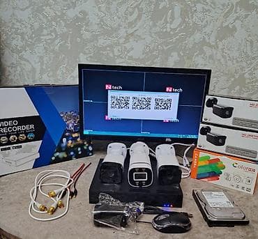 Monitor 20 Ekran DVR 4 çıxışlidir Təzədir Telefondan izləmə 3 ədəd