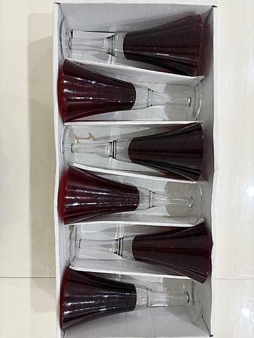 bal qoz qarisimi: Qədəhlər, rəng - Qırmızı, Şüşə, 6 ədədli dəst, 200 ml — 5