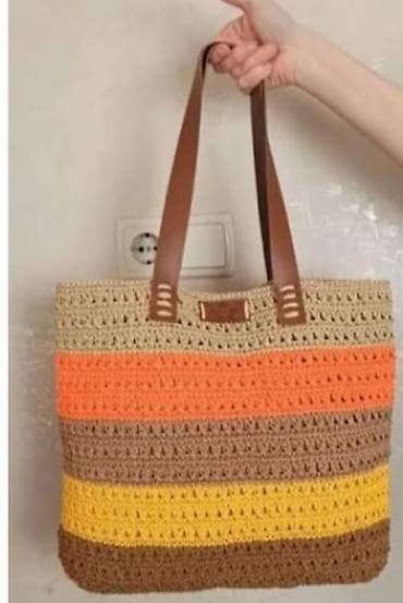 Rəngli toxunma çanta, unikal əl işi, təzə - Material: qalın ipliklə
