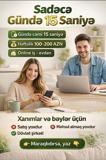 Online iş – evdən - Gündə cəmi 15 saniyə vaxt tələb olunur - Həftəlik — 1