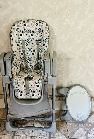 детские игровые центры: Uşaq yemək stulu - Rəng: boz konstruksiya, bej-yaşıl dairəli naxışlı — 5