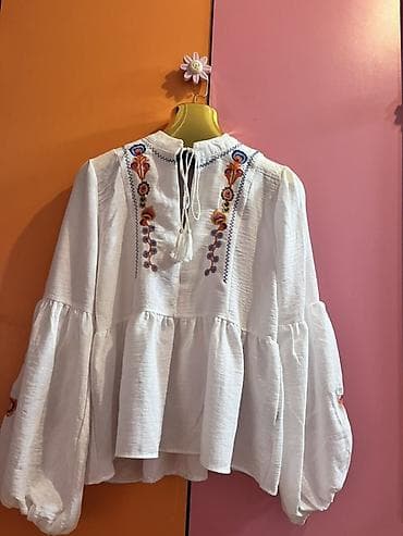 Bohem üslublu ağ qadın köynəyi – REYOV (Made in Turkey) - Material