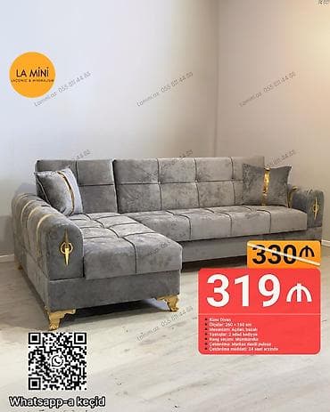 modern divanlar: Künc divan, Açılan, Bazalı, Parça, Şəhərdaxili pulsuz çatdırılma — 1