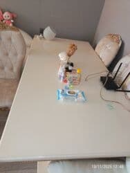 taxta stol stul satiram: Qonaq otağı üçün, İşlənmiş, Açılmayan, Dördbucaq masa, 6 stul — 4