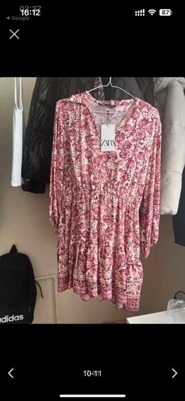 1 dollar neçe manatdir: Etiketli teze Zara, uzunqol, güllü printli don — 4