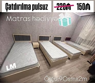 Çarpayılar: Təknəfərlik çarpayı, Bazalı, Matras ilə, Siyirməsiz — 1