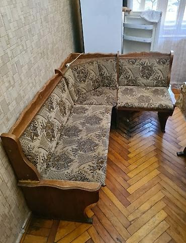 Ev üçün mebel: Künc divan, İşlənmiş, Açılmayan, Bazasız — 1