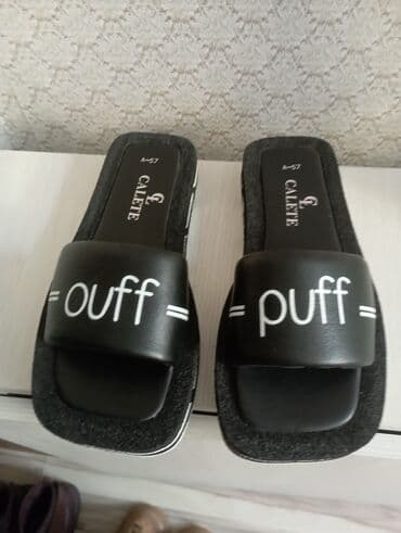 домашние женские тапочки из овчины: Домашние тапочки, Размер: 38, цвет - Черный, Новый — 1