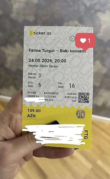 azal bilet qiymətləri: Fatma Turgut konsertine biletim var. Ozum gede bilmeyeceyim ucun — 1