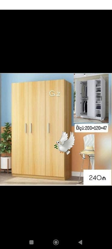 Yeni, 3 qapılı, Bej, Taxta, Açılan, Düz dolab lalafo.az -da Yeni, 3 qapılı, Bej, Taxta, Açılan, Düz dolab