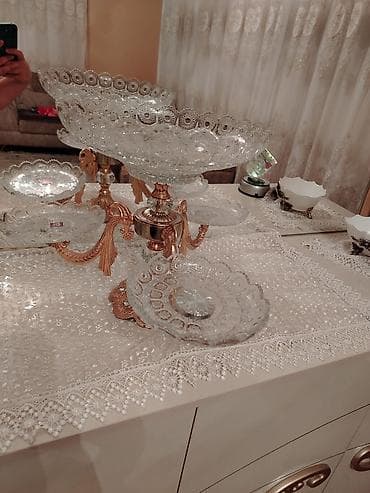 meyvə qablari: Klassik üslubda bəzəkli meyvə‑şirniyyat dəsti - Material: kəsim — 5