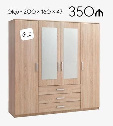 giris qapi: Geniş geyim dolabı - Ölçü: 200 × 160 × 47 sm (şəkildə göstərilib) - — 1