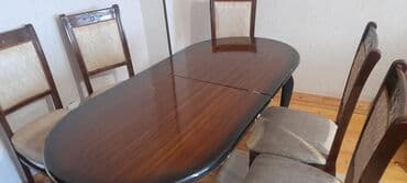 Ofis mebeli: Mətbəx üçün, Açılan, Oval masa, 6 stul — 1