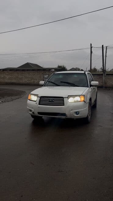 qoşqusu olan avtomobil: Subaru Forester, ağ rəng, 5 qapılı krossover. Texniki xüsusiyyətlər — 1