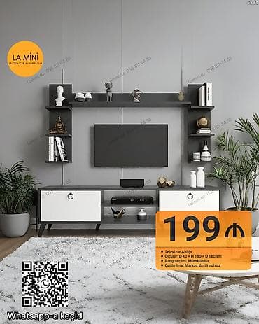 Düz TV altlığı, Polkalı, Laminat