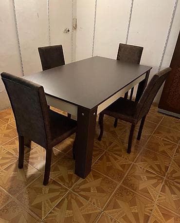 Masalar: Qonaq otağı üçün, İşlənmiş, Kvadrat masa, 6 stul — 1