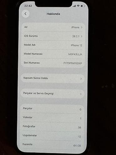 IPhone 12, 64 GB, Qara, Face ID