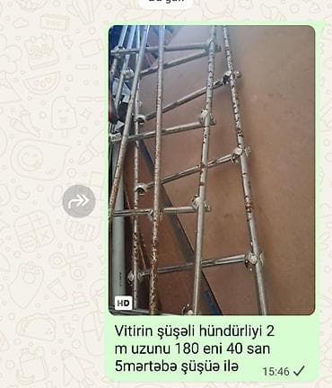 Şüşəli vitrin raf sistemi - Ölçülər: hündürlüyü 2 m, uzunluğu 180 sm