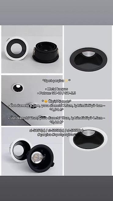led isiglar: Məhsul: Spot çərçivələr və LED spotlar - Korpus: metal - Patron — 1