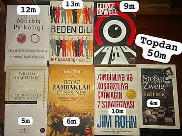 gümüş qramı qiyməti: Kitab dəsti – müxtəlif janrlar, müəlliflər - Topdan: 50m — 1