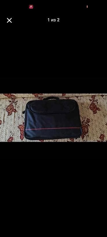 notebook ucuz: Noutbuk çantası – klassik qara rəngdə, ön hissədə nazik qırmızı xətt — 2