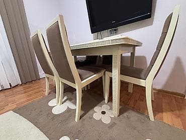 stul alıram: Qonaq otağı üçün, Açılmayan, Dördbucaq masa, 6 stul — 4