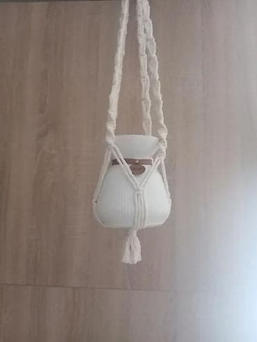 asqi: Makrame asma güldan tutacağı – əl işi bitki asqısı - Material: qalın — 9