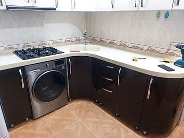 balaca metbex mebelleri: 1.85*2 ye Tökmə mermerde. Qaz və aspirator üstündə verilir. Mdf-di — 2
