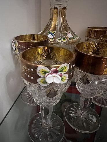 nabor: Klassik bəzəkli kristal qraf və badə dəsti - Tərkib: 1 ədəd qapaqlı — 2