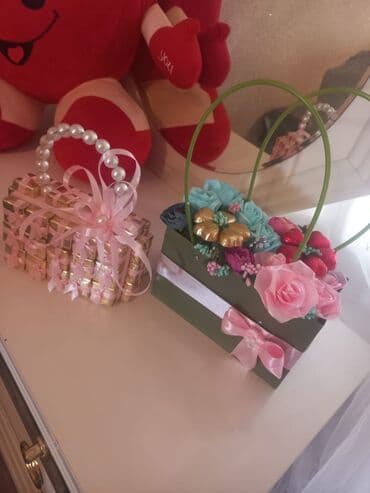 бусик на заказ: Bismillah isdenlen gül buketi Şokalad sebeti Şokalat sumkasi — 5