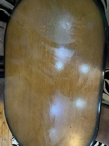 nerj stol: Oval formalı yemək masası - Material: tam ağac üst tabla, laklı səth; — 2