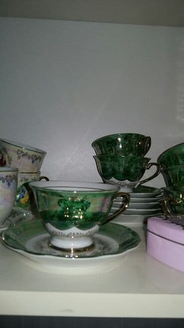 Çay dəsti, rəng - Yaşıl