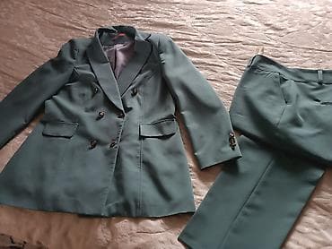Qadın kostyum dəsti – NAZLI, ölçü 52 - Rəng: boz-yaşıl/mürəkkəb