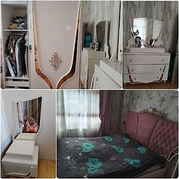 Двуспальная кровать, Трюмо, Шкаф, 2 тумбы, Б/у — 1