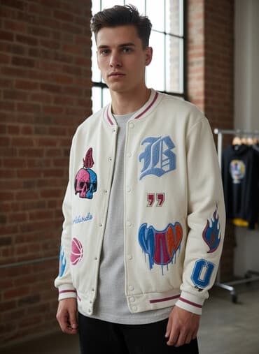 böyük donlar: Streetwear üslubunda iki ədəd snap-button bomber/jaket seti. 1) Krem — 1