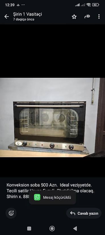 Konveksion soba 500 Azn. Ideal veziyyetde. Tecili satilir Unvan
