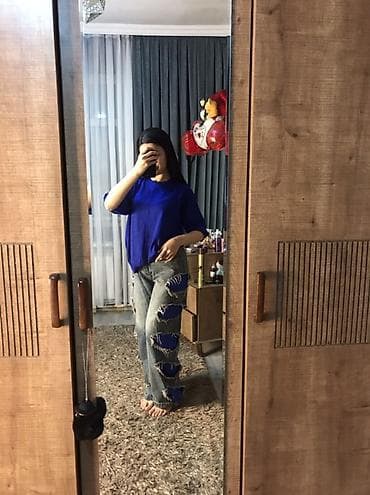 ayaqq: Qadın üçün jeans şalvar - Model: geniş kəsim (baggy/straight) - Rəng — 1