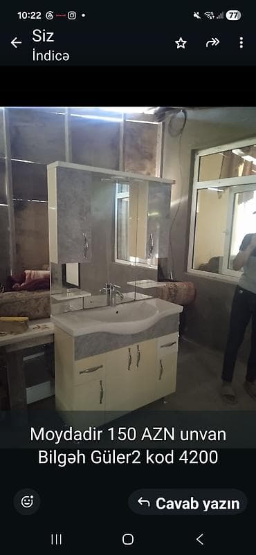 Moydadır dəsti – hamam üçün lavabo və güzgülü şkaf komplekti