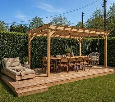 tonla su sifarişi: Açıq məkan üçün taxta pergola - İstifadə sahəsi: həyət, bağ, teras — 8