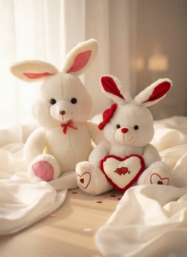 Uşaq oyuncaqları dəsti Tərkib: - Böyük yumşaq dovşan oyuncağı: ağ