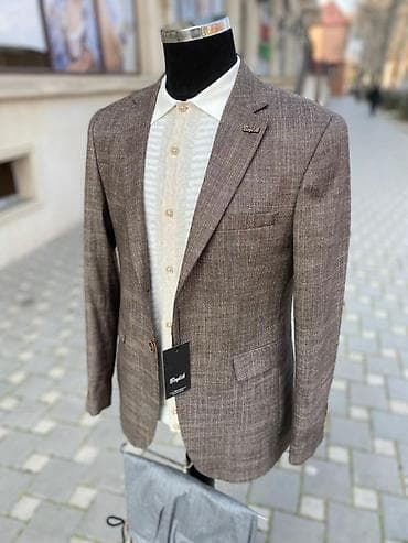 ağ pencek: Kişi üçün klassik blazer gödəkçə - Rəng: qəhvəyi-melanj, xırda — 2