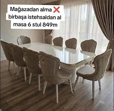 stol ustul: Masa və stul dəsti - Dəst: 1 ədəd yemək masası + 6 ədəd stul - — 1